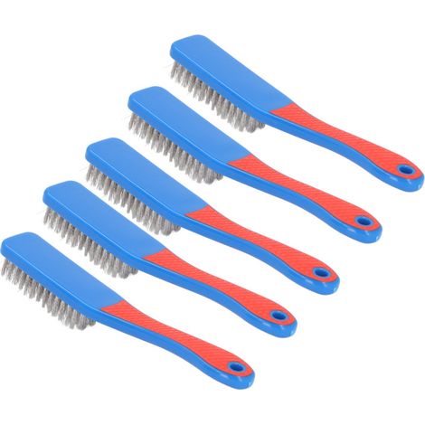 Beyamis Lot de 5 brosses métalliques à poils en acier inoxydable et manche en silicone, outil de nettoyage pour le travail du bois (1/5)