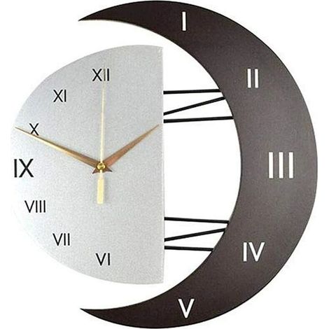 Reloj de pared moderno, diseño moderno, reloj de pared con marco de luna creativo, reloj de cocina, reloj de pared para el hogar (33 x 33) (1/5)
