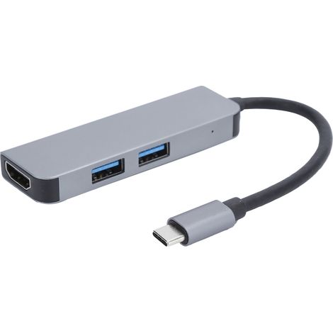 Hub USB-C multifonction HDMI 2x USB 3.0 adaptateur station d'accueil en aluminium (1/5)