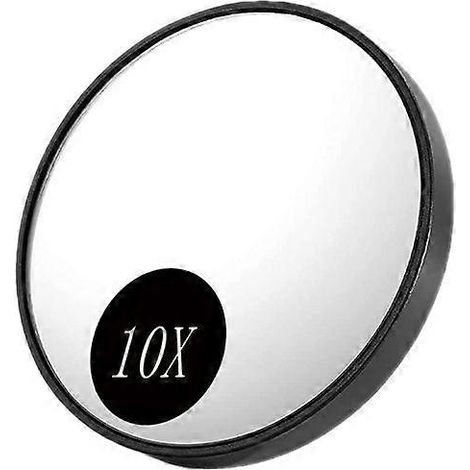 Miroir grossissant 10X format voyage à ventouse pour le maquillage et le rasage dans la salle de bain (88 cm noir) (1/4)