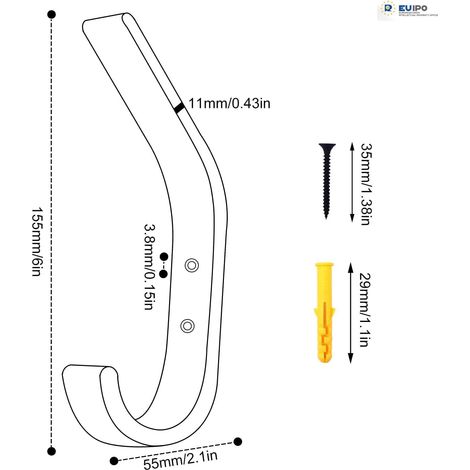 Appendiabiti da parete in legno massello (4 pezzi) - Ganci di design in rovere lucidato a mano - Capacità di carico 10 kg - Per cucina, camera da letto e bagno (1/4)
