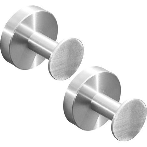 Patères en acier inoxydable, patères rondes pour salle de bain, murales, 2 pièces, argent (1/5)