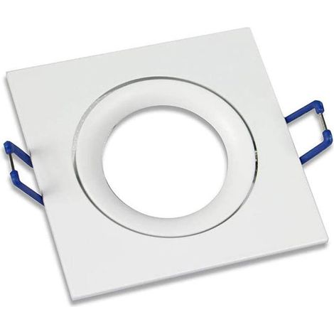 Porta faretto ad incasso quadrato acciaio orientabile per controsoffittatura supporto portafaretto con molle foro 75 mm Bianco (1/2)