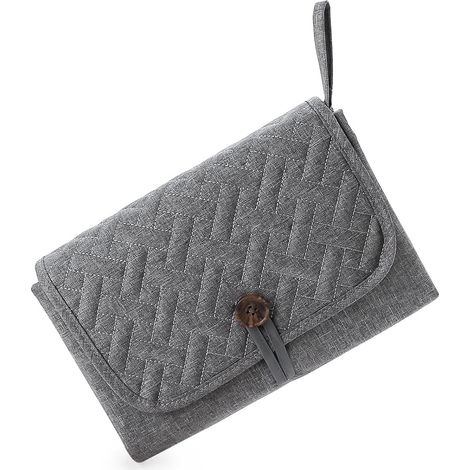 Matelas à langer imperméable pour bébé, matelas à langer pliable portable, matelas à langer de voyage léger, station à langer avec sacs de rangement pour nouveau-nés et tout-petits (gris) (1/5)