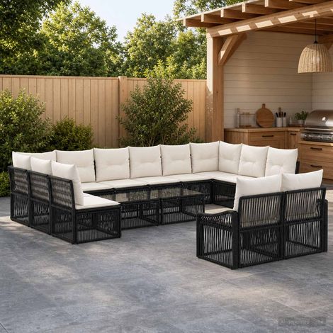 Set Divano da Giardino 12 pcs Nero polyrattan vidaXL (1/5)