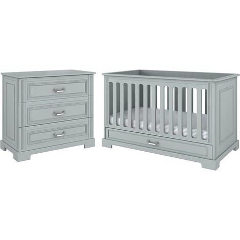 Lettino evolutivo 70x140 e cassettiera a 3 cassetti Bellamy Ines Grigio