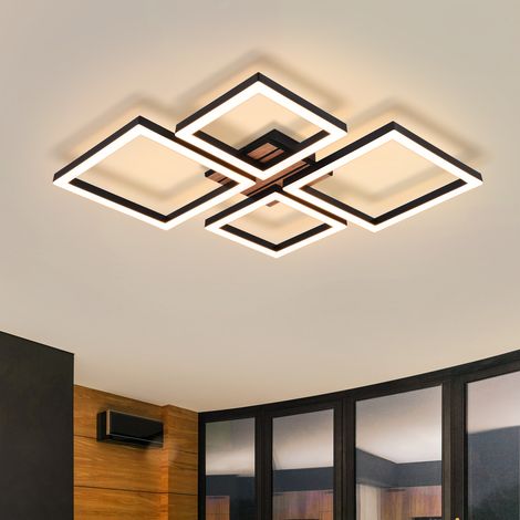 GBLY LED Deckenleuchte 4 Quadrate 21W Warmweiß 3000K Moderne Deckenlampe Schwarz Geometrische Deckenbeleuchtung für Wohnzimmer Schlafzimmer Flur