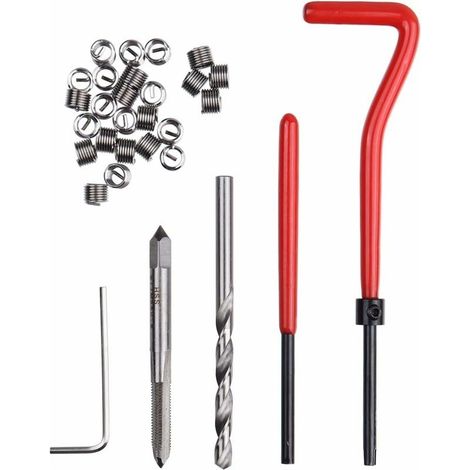 Kit de réparation de filetage 30 pièces – 25 inserts Helicoil M5 en acier inoxydable – Outils d'installation inclus – Dimensions M5 x 0,8 mm (1/5)