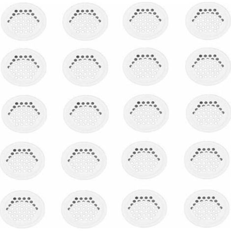 Ahlsen – Grille aération VMC 20 pièces – Grille ronde en inox blanc 35mm – Pour cuisine et meubles – Diamètre extérieur 42mm – Hauteur 10mm (1/4)