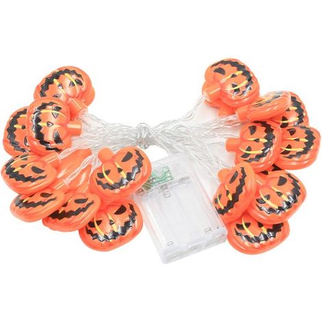 Guirnalda de luces para fiesta de Halloween，guirnalda de luces LED de 3 metros con cara de fantasma y calabazas de una sola capa (1/2)