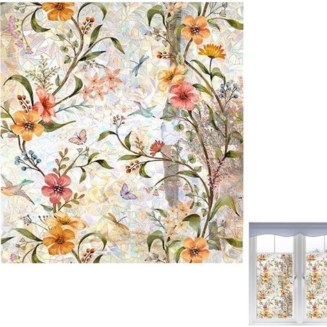 Película para Ventana con diseño Floral de íris 40 x 200 cm