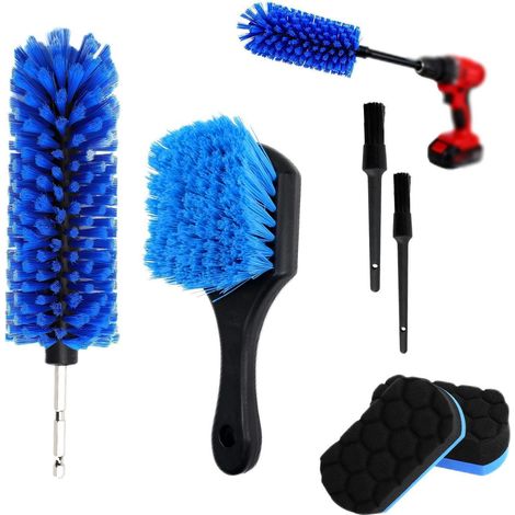 Kit de nettoyage jantes voiture avec brosse pour perceuse, detailing et pneus (1/5)