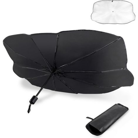 Car sunshade, windshield sun protection, heat insulation, portable parking umbrella - PVC, minimalist style - titanium silver - small size (1/4)