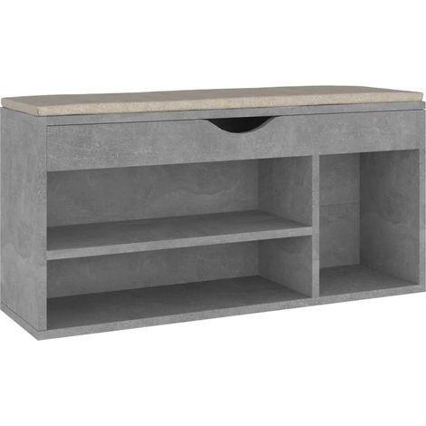 Banc à chaussures bottes commode étagère meuble entrée rangement avec coussin bois d'ingénierie gris