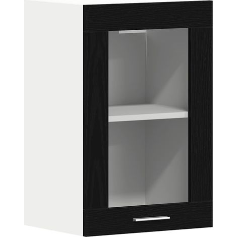 Hängeglasschrank Schwarz Eichen-Optik 40 x 31 x 60 cm Holzwerkstoff vidaXL