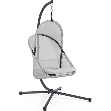 Fauteuil suspendu pliant 125x103x194cm en tissu gris clair (1/5)