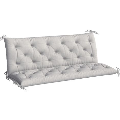 Cojín/colchón para asiento y respaldo de banco de jardín, columpio o sofá de 3 plazas, gran comodidad, 150 x 98 x 8 cm, gris claro (1/5)