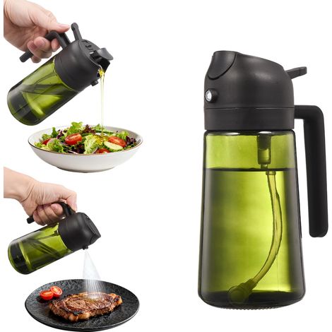 470 ml pulvérisateur d'huile foncé anti-lumière de cuisson,Vaporisateur Huile Air Fryer 2-en-1,Accessoires Air Fryer Spray(Noir) (1/5)