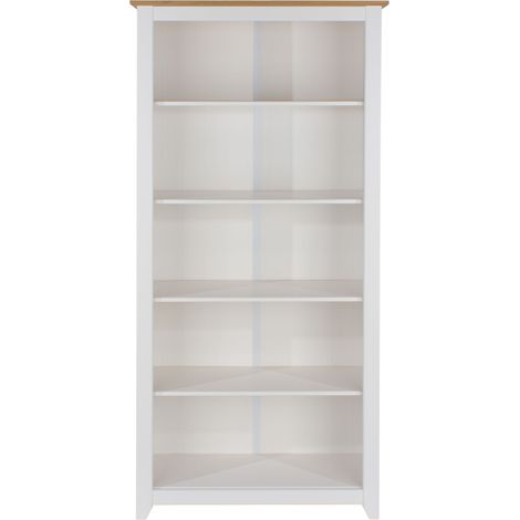 Capri Tall Bookcase - MDF/Pine - 80 x 29.6 x 176.6 cm - White/Antique Waxed Pine (1/2)
