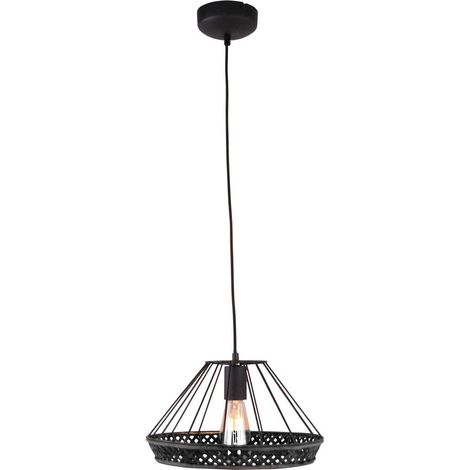 BRILLIANT Tory Pendelleuchte 1flg schwarzmatt/rattan Innenleuchten,Pendelleuchten 1x A60, E27, 40W, geeignet für Normallampen (nicht enthalten) In der Höhe einstellbar / Kabel kürzbar (1/3)