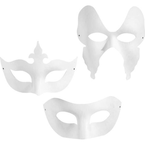 Masque de Venise - Non spécifié - 12 pcs - Pâte à papier - Blanc - Mixte