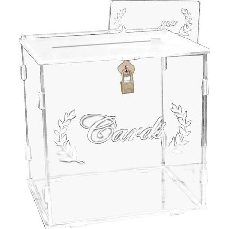 Boîte à argent élégante pour mariage, anniversaire et réceptions - Grande et transparente (1/4)