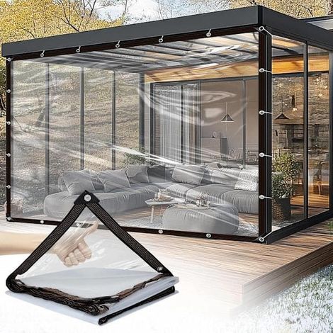 Ecleanfy - Bâche transparente et imperméable - Usage extérieur - 2 m x 3 m - Résistante à la pluie, à l'eau et aux UV - Bâche étanche à l'air avec boucle (1/5)