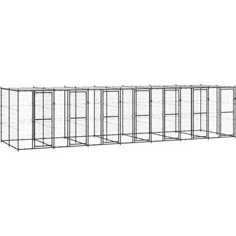 Outdoor-Hundezwinger Stahl mit Überdachung 16,94 m²