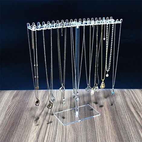Porte Collier Acrylique, Présentoir à Bijoux, Organisateur de Bijoux Suspendus, Présentoir Collier, Porte Bijoux Transparent pour Colliers Bracelets Boucles d'Oreilles Bagues (1/3)
