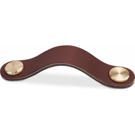 Poignée Meuble Cuir, Bouton Porte Placard Poignee Cuir Bouton de Tiroir, Poignee de Meuble Vintage pour Armoires, Commode(Brun Foncé, 96mm) (1/5)