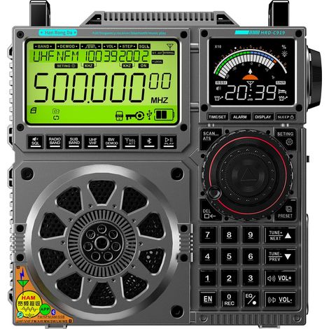 Radio ondes courtes C919, récepteur multibande avec SSB, FM/MW/SW/USB/LSB/LW/VHF/UHF/AIR/CB/WB, double écran et contrôle par application, haut-parleur Bluetooth 20 W, compatible carte microSD