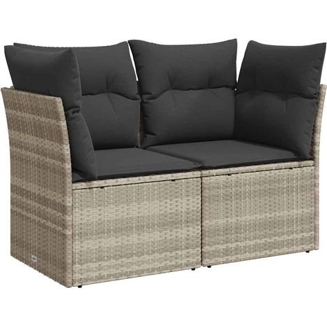 Maison Exclusive - Gartensofa mit Kissen 2-Sitzer Hellgrau Poly R