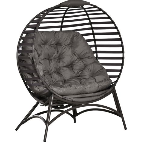 Egg Chair with Cushion & Side Pocket - Brown (1/5)