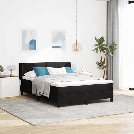 Cama con Somier y Colchón Negra 100x200 cm Terciopelo Negro