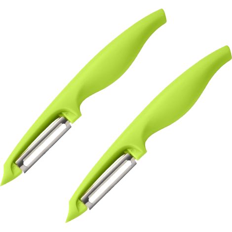 Éplucheur à légumes pivotant, lames tranchantes en acier inoxydable, poignée souple confortable, compatible lave-vaisselle pour fruits et légumes de cuisine (1/5)