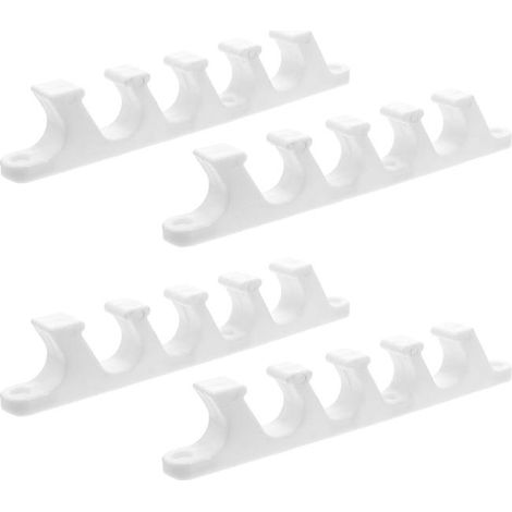 Soporte ajustable para tumbonas de exterior en plástico blanco, diseño robusto de 5 posiciones con gancho de 5 puntas, juego de 4 piezas para acampar (1/5)