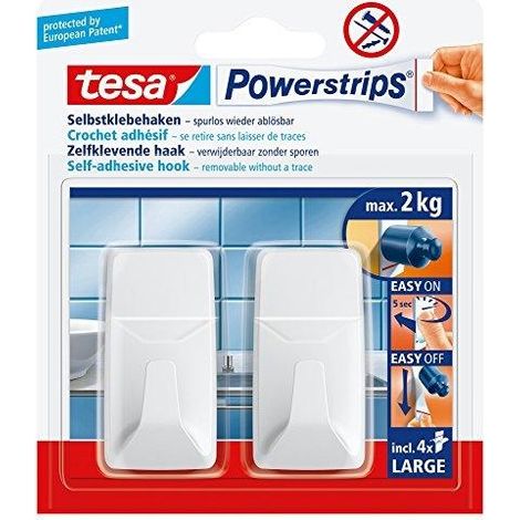 Tesa Powerstrips ganchos autoadhesivos blancos 2 piezas