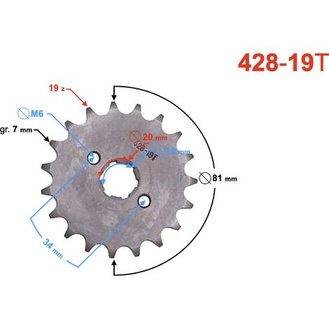 Pignon de sortie Moretti 19/428 pour TZ125 (1/2)