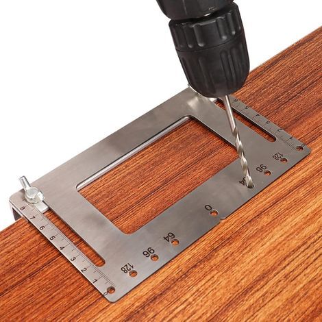 Bohrschablone für Schranklöcher, Bohrschablone für Regalwinkel, Bohrhilfe für gerade Löcher, Griff für die Holzbearbeitung, Bohrschablone für Stahllöcher (1/4)