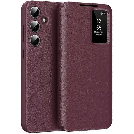 Saphirblaue Lederhülle mit Kartenfach und Sichtfenster für A56 5G – Schutzhülle fürs Handy (1/5)