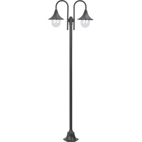 Vidaxl – Lampadaire de jardin 220 cm – Aluminium résistant – 2 lanternes E27 – Indice de protection IP44 – Éclairage extérieur bronze