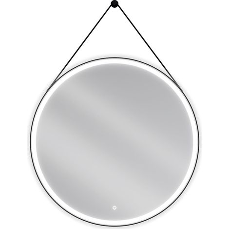 Mexen Reni espejo de baño iluminado, redondo de 90 cm, LED 6000K, antivaho, marco negro - 9812-090-090-611-70 (1/5)