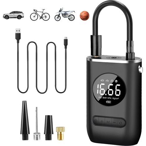 Gonfleur- Compresseur à Air Portatif, 4000mAh, LCD Numérique, 150PSI Type-C (1/5)