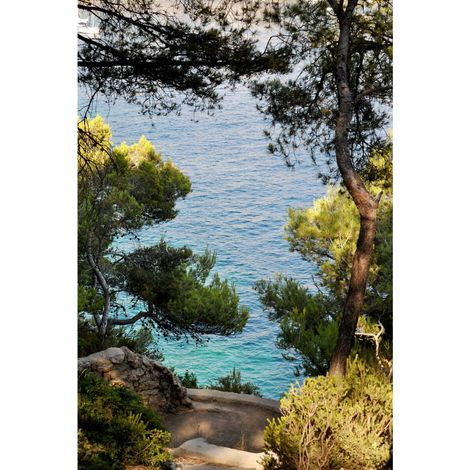 Tableau sur toile chemin vers les calanques 45x65 cm - Impression sur Toile Murale Décorative - Image imprimée en HD sur Toile - Toile sur Châssis en Bois FSC - Fabriqué en France