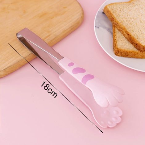 Küchenzange in Katzenpfotenform, rosa Edelstahl, für Salat und Grill (1/5)