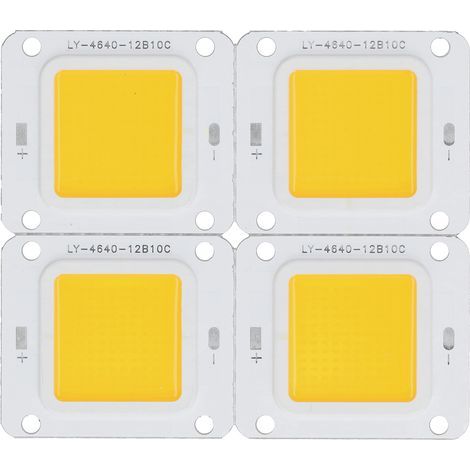 Lot 4 puces COB 3200K 60W 30‑34V source lumineuse LED blanc chaud pour projecteur DIY, plafonnier, downlight (1/5)