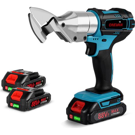 Kabellose elektrische Metallschere 588 NM, geeignet zum Schneiden von Blech, Aluminiumlegierung, Kunststoff, Leder – Mit 2 Akkus und 1 Ladegerät (1/5)