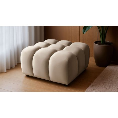 Polsterhocker Designerhocker FLOW in Stoff Bluvel Latte (1/5)