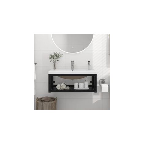 Cadre de lavabo de salle de bain vasque à encastrer Noir Fer