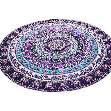 Couverture de plage ronde OUNONA grand format , motif mandala , en fibre polyester . Confortable et (1/5)